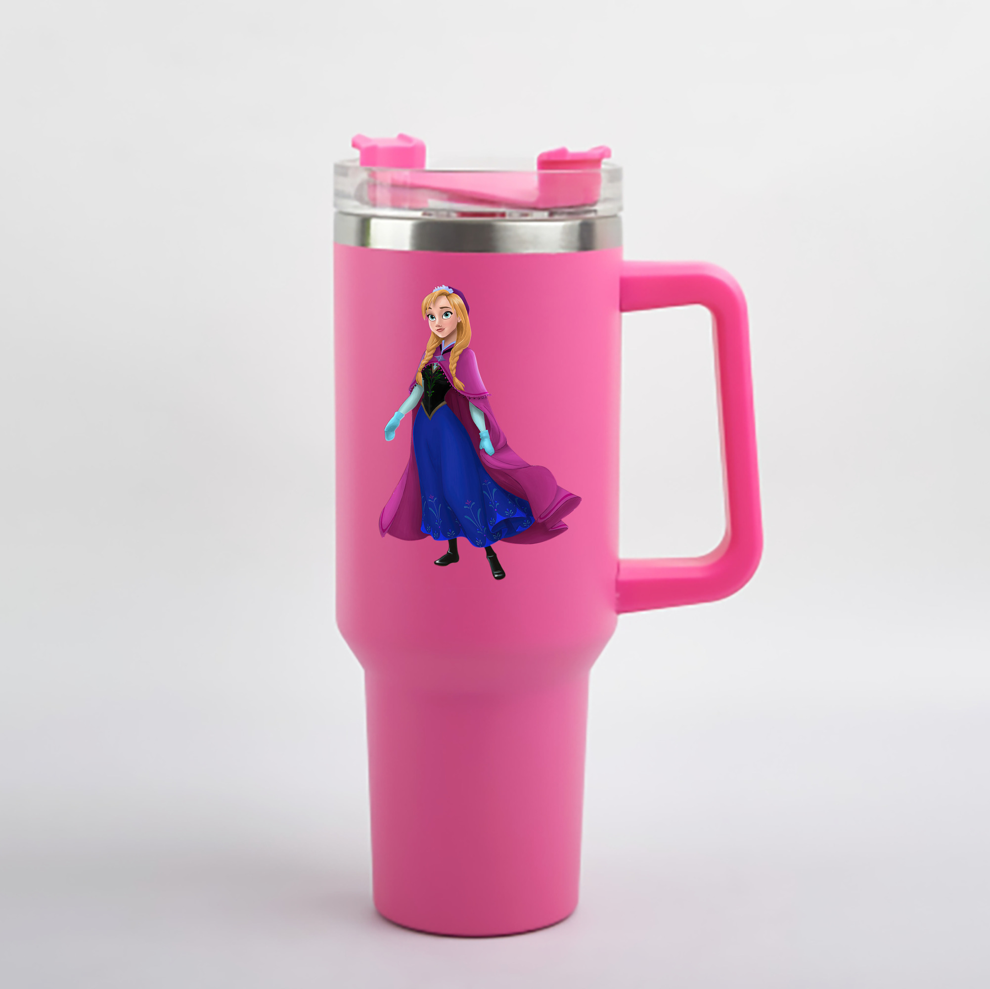 （画像用） アナと雪の女王 アンナ エルサ Frozen Anna Elsa 1200mL車用タンブラー - クリスタルステッカー（プラスチックストロー付き）